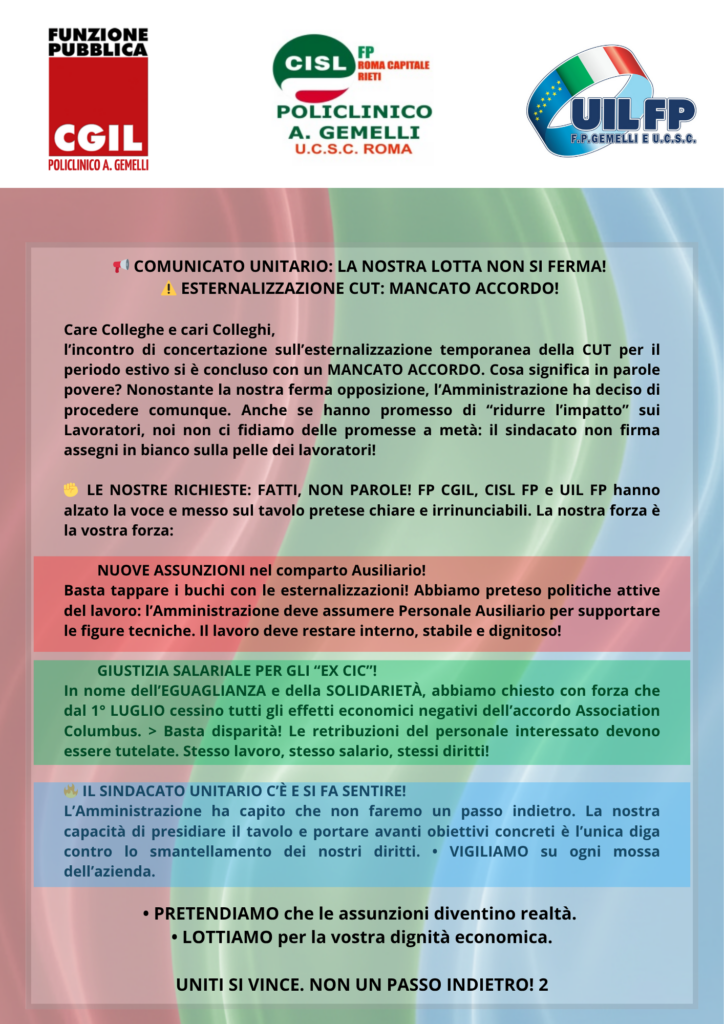 COMUNI1-724x1024 Esternalizzazione CUT - Disparita per gli EX CIC